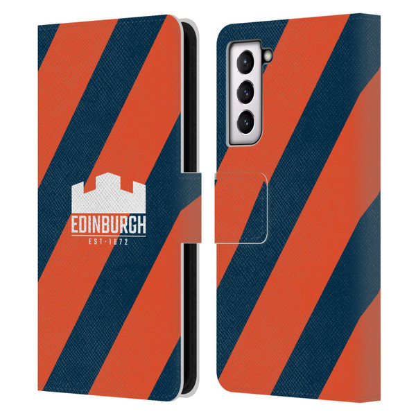 Edinburgh Rugby Logo Art Diagonal Stripes Leather Book Wallet Case Cover For Samsung Galaxy S21 5G