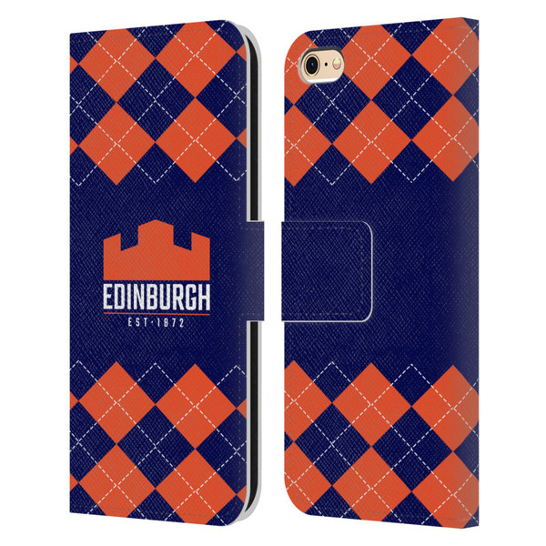 Edinburgh Rugby Logo 2 Argyle Leather Book Wallet Case Cover For Apple iPhone 6 / iPhone 6s