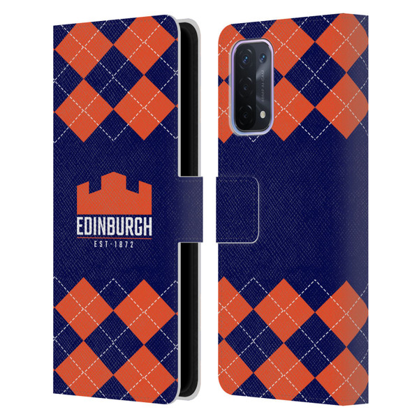 Edinburgh Rugby Logo 2 Argyle Leather Book Wallet Case Cover For OPPO A54 5G