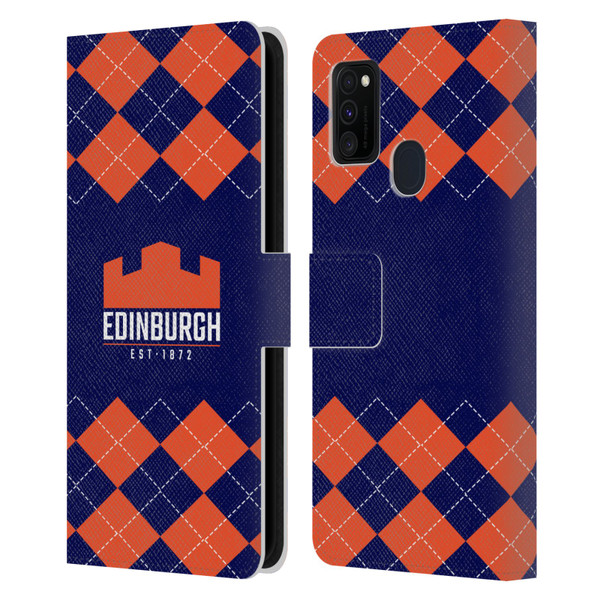 Edinburgh Rugby Logo 2 Argyle Leather Book Wallet Case Cover For Samsung Galaxy M30s (2019)/M21 (2020)