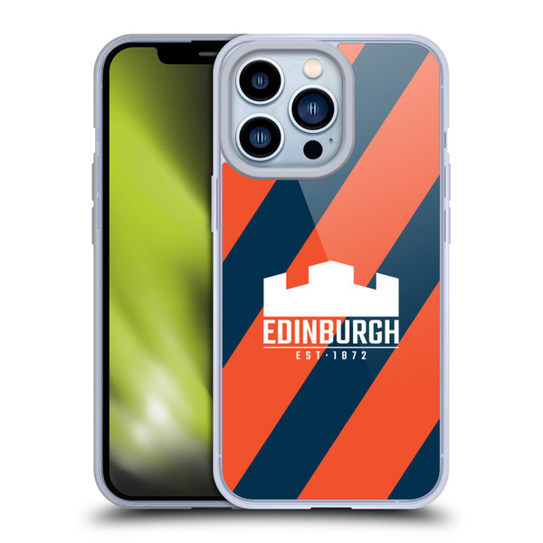 Edinburgh Rugby Logo Art Diagonal Stripes Soft Gel Case for Apple iPhone 13 Pro