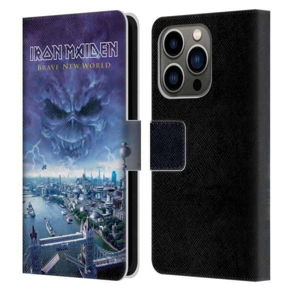 Iron Maiden Album Covers Brave New World Leather Book Wallet Case Cover For Apple iPhone 14 Pro