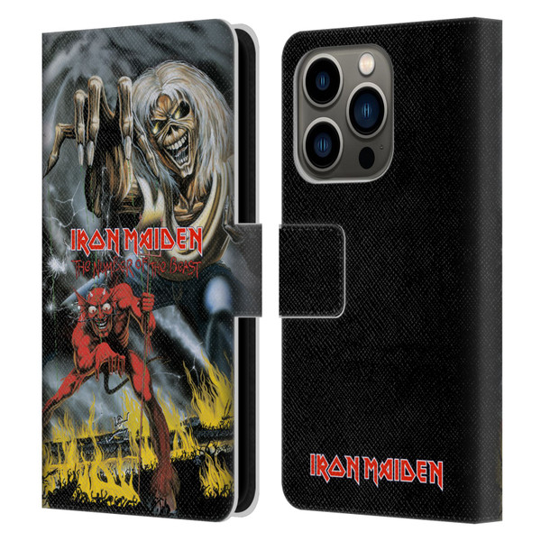 Iron Maiden Graphics The Number Of The Beast Leather Book Wallet Case Cover For Apple iPhone 14 Pro