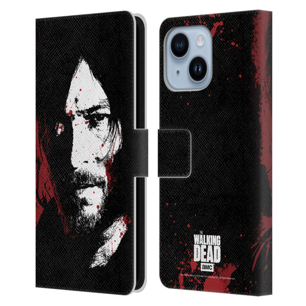 AMC The Walking Dead Gore Blood Bath Daryl Leather Book Wallet Case Cover For Apple iPhone 14 Plus