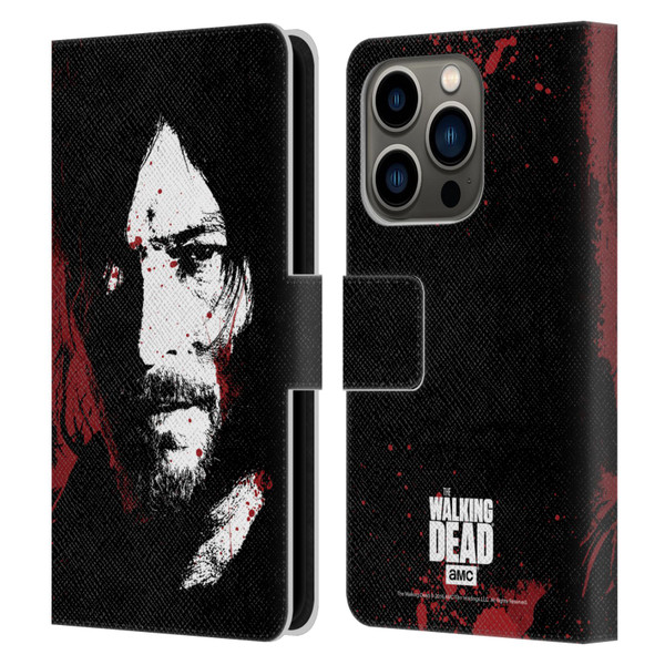 AMC The Walking Dead Gore Blood Bath Daryl Leather Book Wallet Case Cover For Apple iPhone 14 Pro