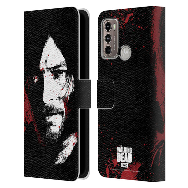 AMC The Walking Dead Gore Blood Bath Daryl Leather Book Wallet Case Cover For Motorola Moto G60 / Moto G40 Fusion