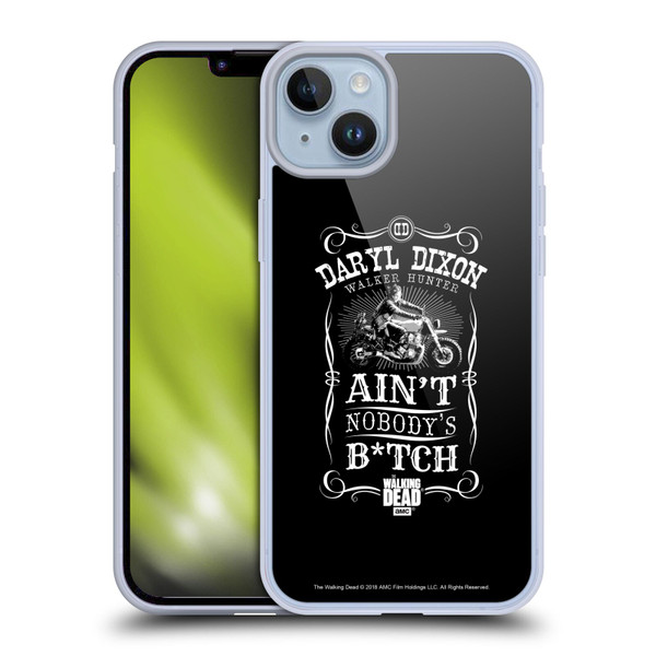 AMC The Walking Dead Daryl Dixon Biker Art Motorcycle Black White Soft Gel Case for Apple iPhone 14 Plus