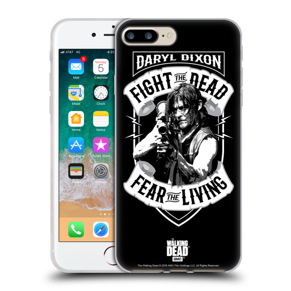 AMC The Walking Dead Daryl Dixon Biker Art RPG Black White Soft Gel Case for Apple iPhone 7 Plus / iPhone 8 Plus