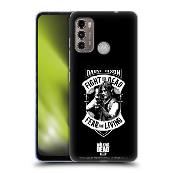 AMC The Walking Dead Daryl Dixon Biker Art RPG Black White Soft Gel Case for Motorola Moto G60 / Moto G40 Fusion