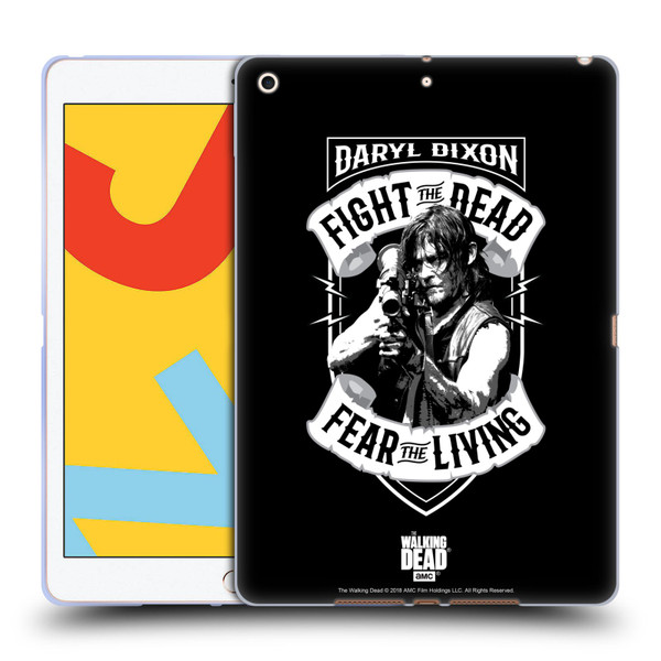 AMC The Walking Dead Daryl Dixon Biker Art RPG Black White Soft Gel Case for Apple iPad 10.2 2019/2020/2021