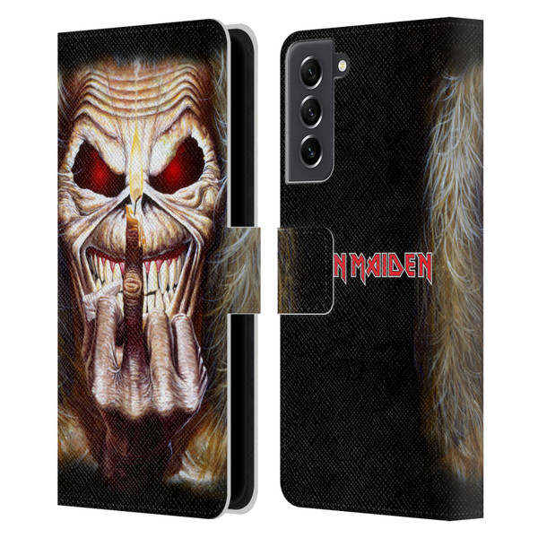 Iron Maiden Art Candle Finger Leather Book Wallet Case Cover For Samsung Galaxy S21 FE 5G