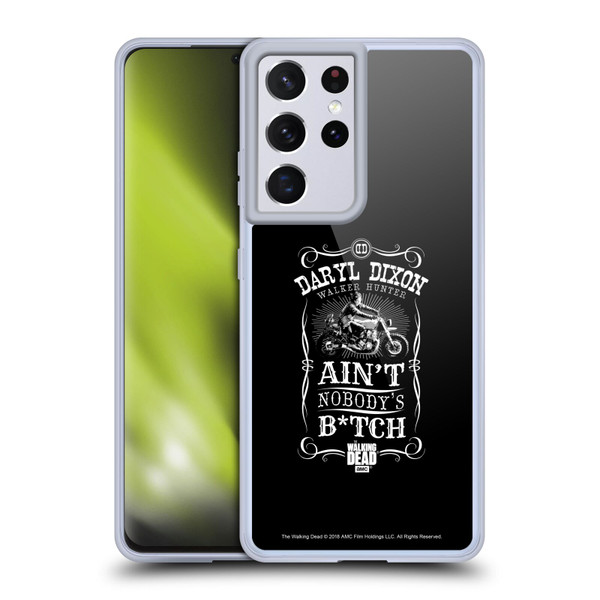 AMC The Walking Dead Daryl Dixon Biker Art Motorcycle Black White Soft Gel Case for Samsung Galaxy S21 Ultra 5G