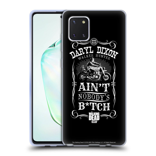 AMC The Walking Dead Daryl Dixon Biker Art Motorcycle Black White Soft Gel Case for Samsung Galaxy Note10 Lite