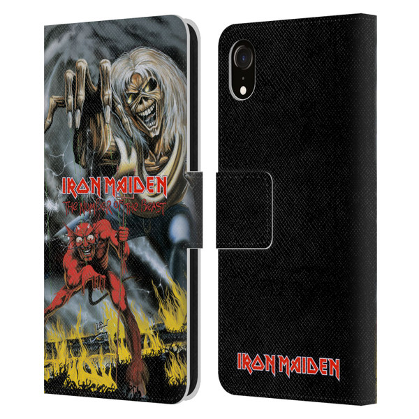 Iron Maiden Graphics The Number Of The Beast Leather Book Wallet Case Cover For Apple iPhone XR
