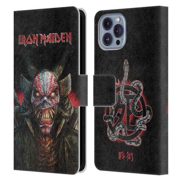 Iron Maiden Senjutsu Back Cover Death Snake Leather Book Wallet Case Cover For Apple iPhone 14
