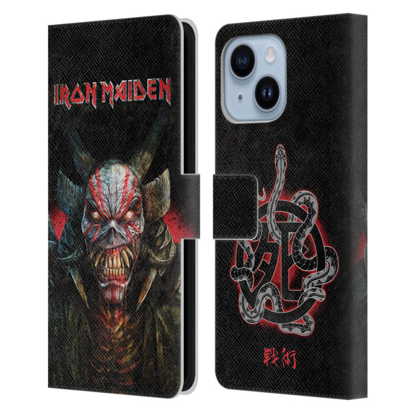 Iron Maiden Senjutsu Back Cover Death Snake Leather Book Wallet Case Cover For Apple iPhone 14 Plus