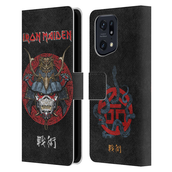 Iron Maiden Senjutsu Samurai Eddie Life Snake Leather Book Wallet Case Cover For OPPO Find X5 Pro