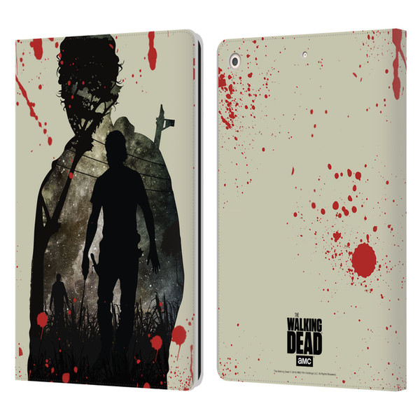 AMC The Walking Dead Silhouettes Rick Leather Book Wallet Case Cover For Apple iPad 10.2 2019/2020/2021