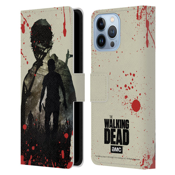 AMC The Walking Dead Silhouettes Rick Leather Book Wallet Case Cover For Apple iPhone 13 Pro Max