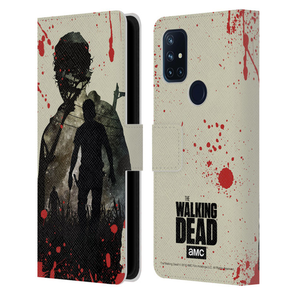 AMC The Walking Dead Silhouettes Rick Leather Book Wallet Case Cover For OnePlus Nord N10 5G
