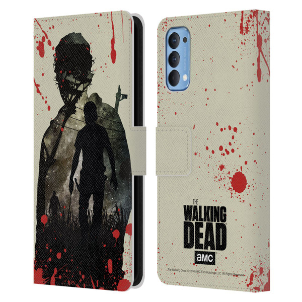 AMC The Walking Dead Silhouettes Rick Leather Book Wallet Case Cover For OPPO Reno 4 5G