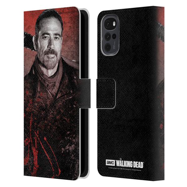 AMC The Walking Dead Negan Lucille 2 Leather Book Wallet Case Cover For Motorola Moto G22