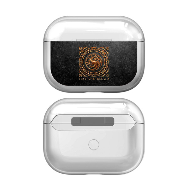 HBO Game of Thrones Distressed Sigils House Targaryen Clear Hard Crystal Cover Case for Apple AirPods Pro Charging Case