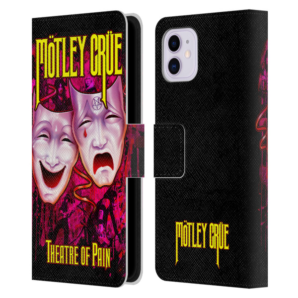 Motley Crue Key Art Theater Of Pain Leather Book Wallet Case Cover For Apple iPhone 11