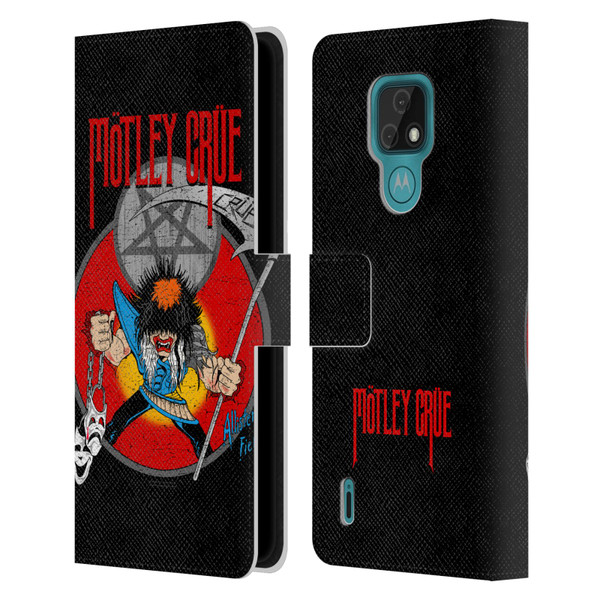 Motley Crue Key Art Allister Leather Book Wallet Case Cover For Motorola Moto E7