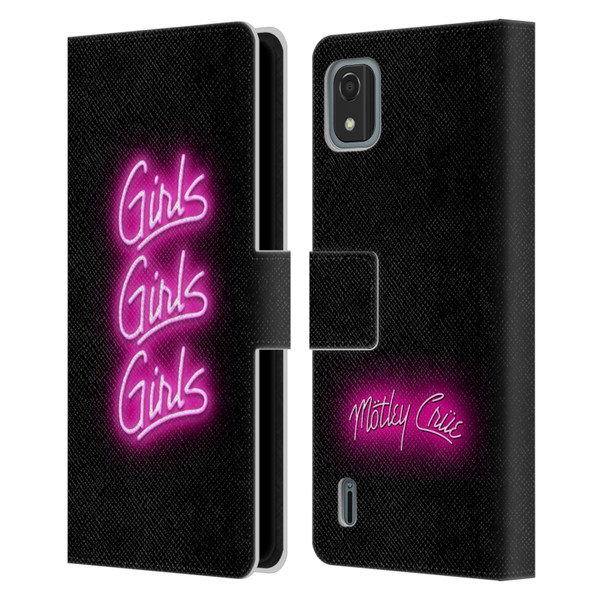 Motley Crue Logos Girls Neon Leather Book Wallet Case Cover For Nokia C2 2nd Edition