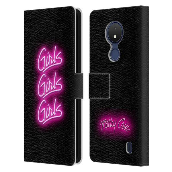 Motley Crue Logos Girls Neon Leather Book Wallet Case Cover For Nokia C21