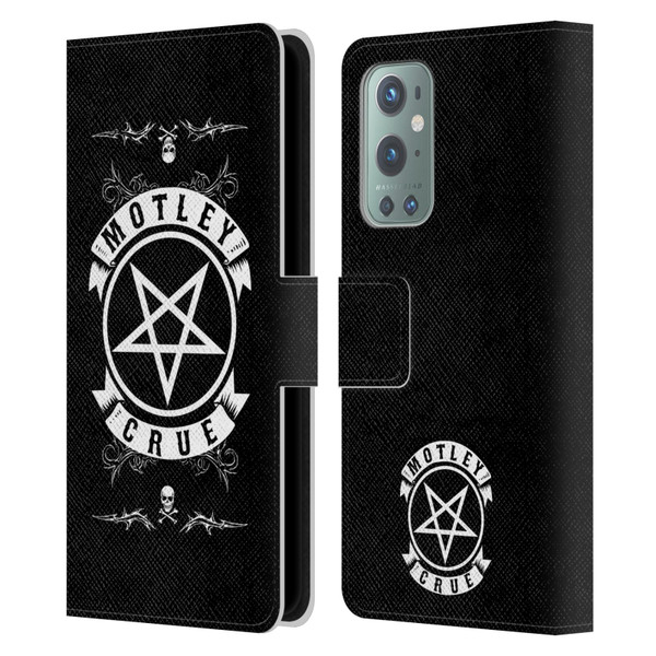Motley Crue Logos Pentagram And Skull Leather Book Wallet Case Cover For OnePlus 9