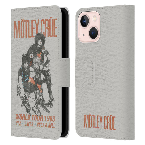 Motley Crue Tours Sex, Drugs and Rock & Roll Leather Book Wallet Case Cover For Apple iPhone 13 Mini
