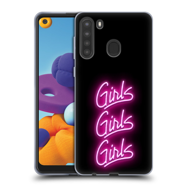 Motley Crue Logos Girls Neon Soft Gel Case for Samsung Galaxy A21 (2020)