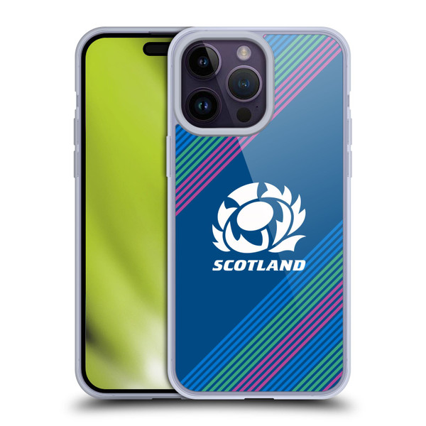 Scotland Rugby Graphics Stripes Soft Gel Case for Apple iPhone 14 Pro Max