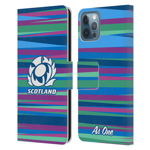 Scotland Rugby Graphics Training Pattern Leather Book Wallet Case Cover For Apple iPhone 12 / iPhone 12 Pro