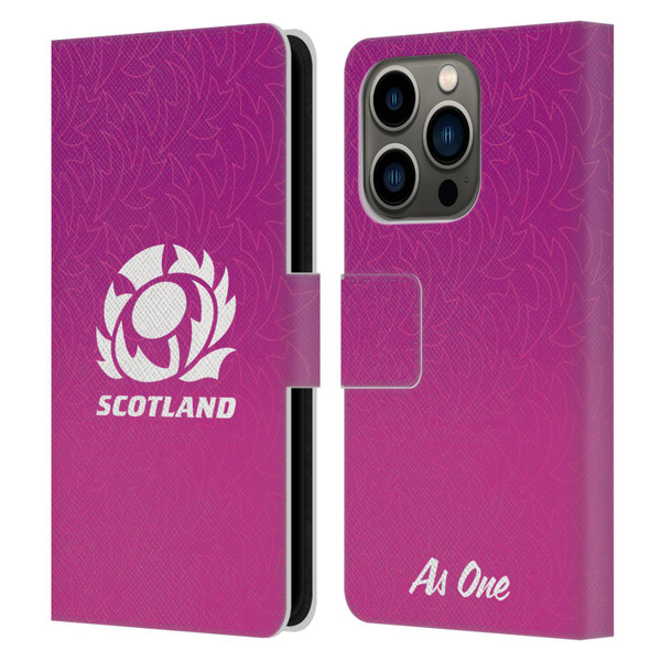 Scotland Rugby Graphics Gradient Pattern Leather Book Wallet Case Cover For Apple iPhone 14 Pro
