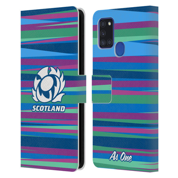Scotland Rugby Graphics Training Pattern Leather Book Wallet Case Cover For Samsung Galaxy A21s (2020)