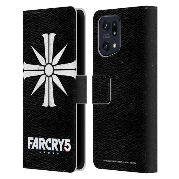 Far Cry 5 Key Art And Logo Distressed Look Cult Emblem Leather Book Wallet Case Cover For OPPO Find X5