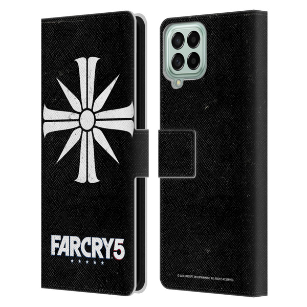 Far Cry 5 Key Art And Logo Distressed Look Cult Emblem Leather Book Wallet Case Cover For Samsung Galaxy M33 (2022)