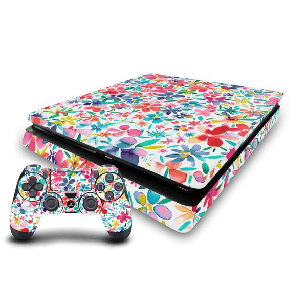 Ninola Art Mix Colorful Petals Spring Vinyl Sticker Skin Decal Cover for Sony PS4 Slim Console & Controller