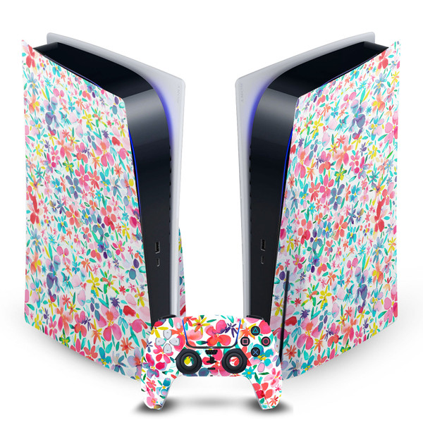 Ninola Art Mix Colorful Petals Spring Vinyl Sticker Skin Decal Cover for Sony PS5 Disc Edition Bundle