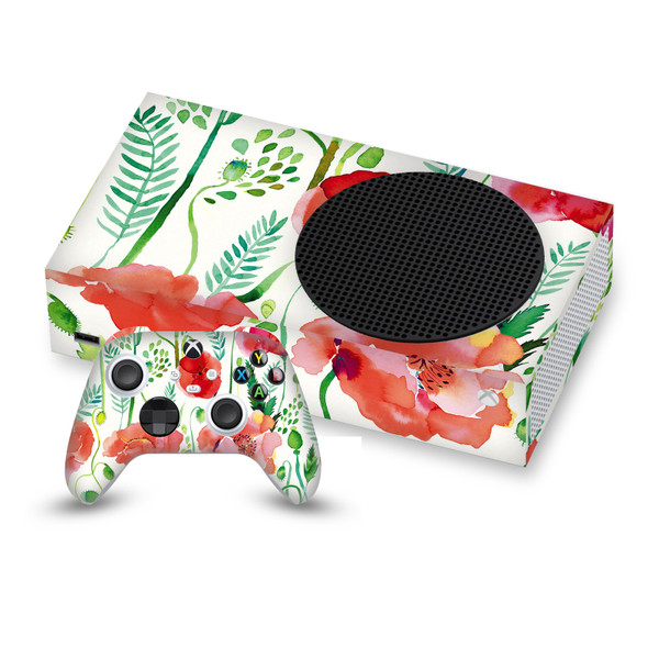 Ninola Art Mix Red Flower Vinyl Sticker Skin Decal Cover for Microsoft Series S Console & Controller