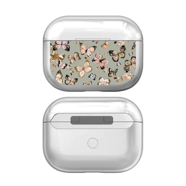 Ninola Assorted Butterflies Gold Green Clear Hard Crystal Cover Case for Apple AirPods Pro Charging Case