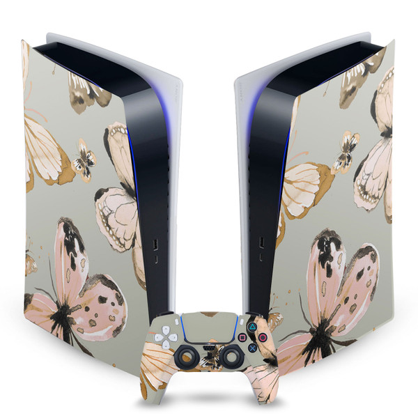 Ninola Assorted Butterflies Gold Green Vinyl Sticker Skin Decal Cover for Sony PS5 Digital Edition Bundle
