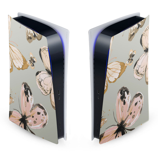 Ninola Assorted Butterflies Gold Green Vinyl Sticker Skin Decal Cover for Sony PS5 Digital Edition Console