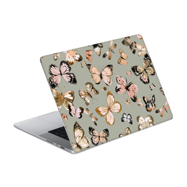 Ninola Floral 2 Butterflies Gold Green Vinyl Sticker Skin Decal Cover for Apple MacBook Pro 14" A2442