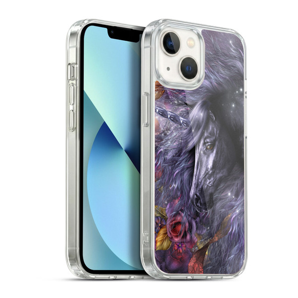 Laurie Prindle Fantasy Horse Blue Rose Unicorn Soft Gel Case for Apple iPhone 13