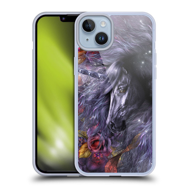 Laurie Prindle Fantasy Horse Blue Rose Unicorn Soft Gel Case for Apple iPhone 14 Plus