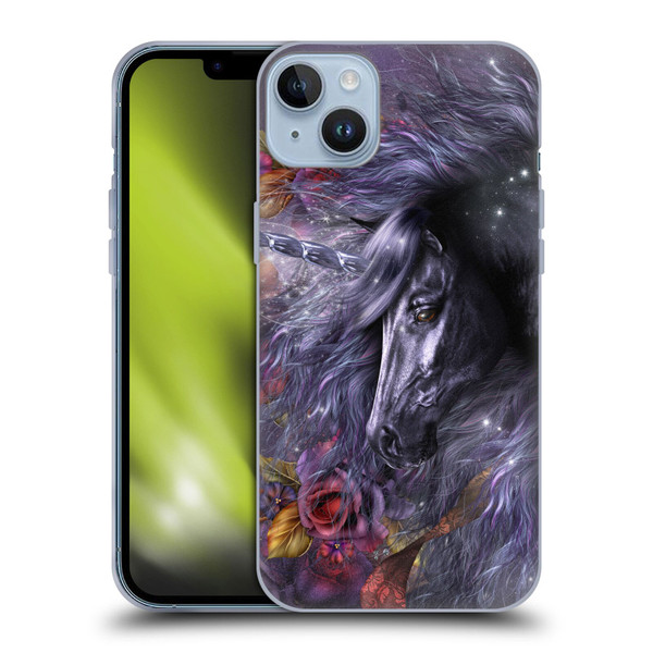 Laurie Prindle Fantasy Horse Blue Rose Unicorn Soft Gel Case for Apple iPhone 14 Plus